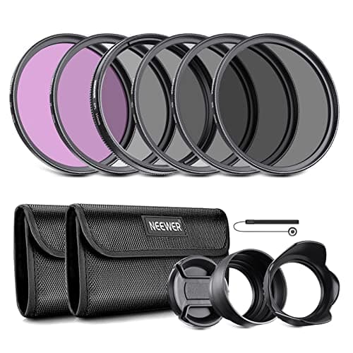 Image of NEEWER 55mm Lens Filter Kit: UV, CPL, FLD, ND2, ND4, ND8, Lens Hood and Lens Cap Compatible with Canon Nikon Sony Panasonic DSLR Cameras with 55mm Lens