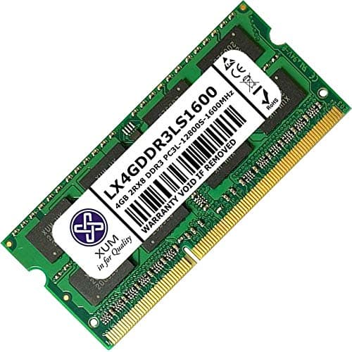 Image of XUM 1x4GB DDR3 1600MHz PC3-12800 Low Voltage Non-Ecc SODIMM Laptop Memory RAM Modules (1x4GB Modules)