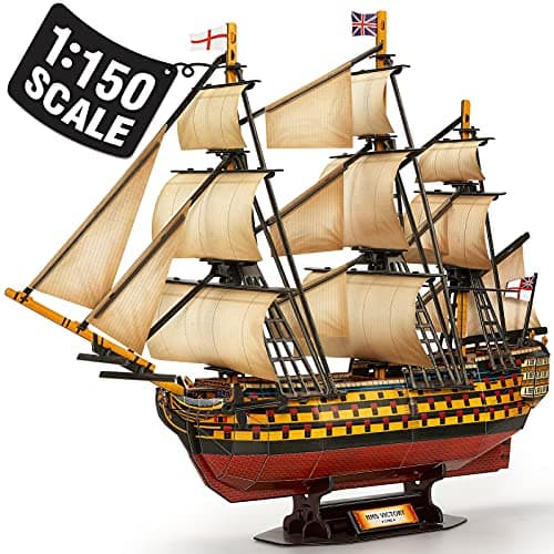 Image of CubicFun 3D Jigsaw Puzzles Large HMS Victory Vessel Ship Sailboat Model Ship Kits for Adults Kids to Bulid - 189 Pieces