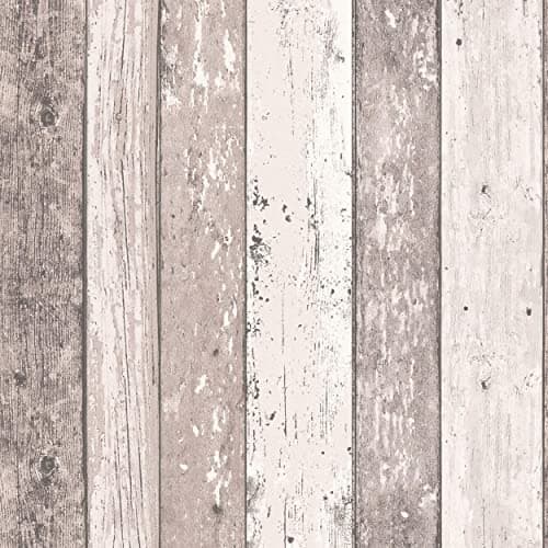 Image of YöL Full Roll Wood Effect Panels Blush Wallpaper Pink Rustic Modern Contemporary