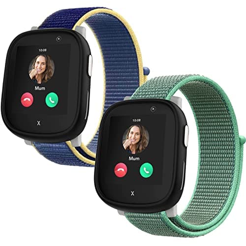 Image of Snyeest Nylon Strap Compatible with XPLORA X6 Play Band, Kids Watch Soft Lightweight Breathable Adjustable Replacement Sport Wristband for Boys Girls, Iceblue+Green