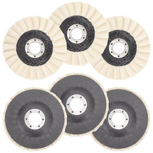 Image of Felt Flap Disc Abrasives 125mm (5 inch): Buffing Polishing Wheel, Wool Felt Flap Polishing Disc for Angle Grinders, 6 Pack