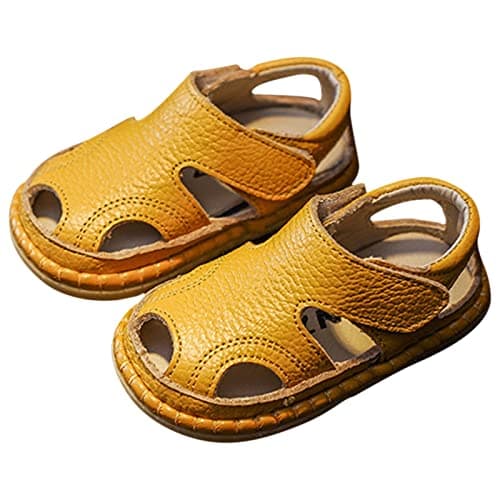 Image of Momolaa UK 18-24 Months Baby Sandals Infant Toddler Boy Closed Toe Summer Breathable Barefoot Sandals Flat Anti Slip First Walking Shoes for Outdoor Water Sports 003_Yellow
