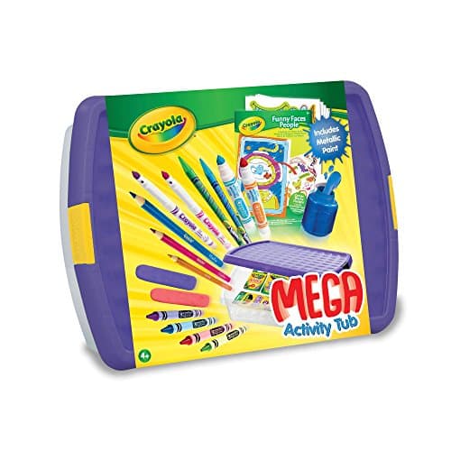 Image of CRAYOLA Mega Activity Tub - Including Crayons, Markers, Pencils, Pens, Paints, Clays, Colouring Book and Stickers | Kids Arts sand Crafts | Ideal for Kids Aged 4+