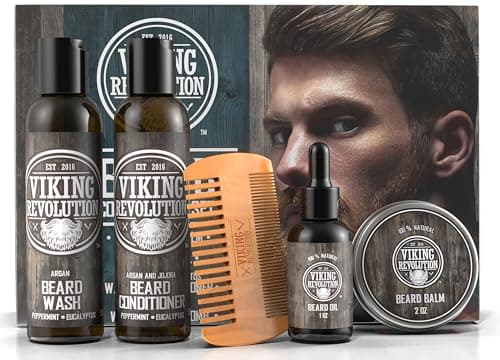 Image of VIKING REVOLUTION - Beard Conditioner Kit - Beard Grooming Kit For Men - Softens, Smoothes & Soothes - With Beard Wash & Conditioner, Beard Oil, Beard Balm and Beard Comb
