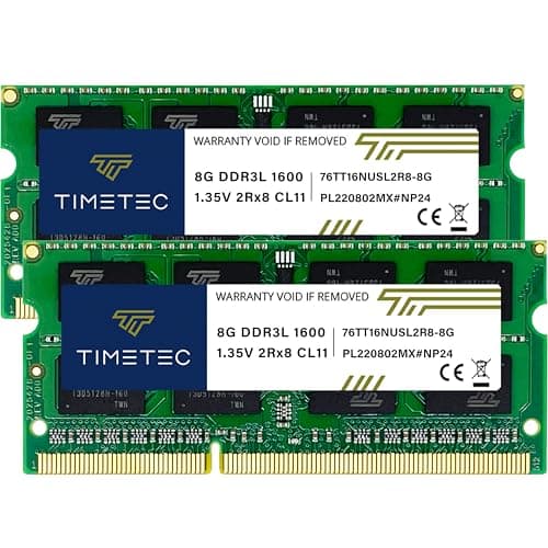 Image of Timetec Premium 16GB KIT(2x8GB) DDR3L/DDR3 1600MHz(DDR3L-1600) PC3L-12800 Non-ECC Unbuffered 1.35V/1.5V CL11 2Rx8 Dual Rank 204 Pin SODIMM Laptop Notebook RAM