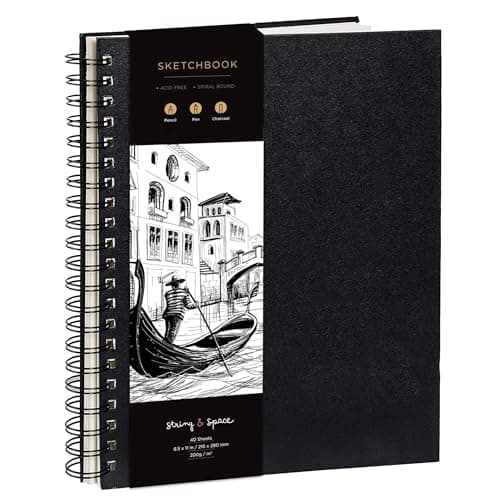 Image of A4 Sketch Book for Artists Hardcover – 200GSM Very Thick Paper – Large Sketchbook Pad Art Book, Spiral Bound for Artists and Children – Drawing Book 21.6x28cm, 40 Sheets / 80 Pages