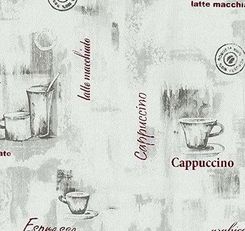 Image of YöL Grey Red Coffee Cup Wallpaper Typography Kitchen Textured Paste Wall Vinyl P+S