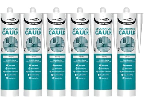 Image of Bond It Caulk-Mate One Hour White Acrylic Decorators 6 Pack (285ml Each) – Quick Dry Flexible Paintable Caulk for Interior Cracks, Skirting Boards & Plasterboard Filling