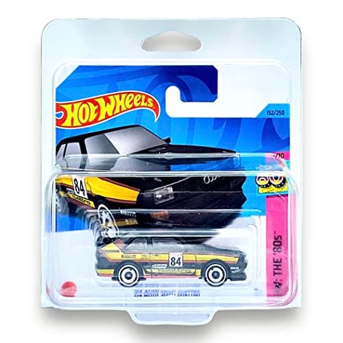 Image of Hot Wheels '84 Audi Sport Quattro (Black, Yellow & Red) 9/10 HW: The 80's - 2023-152/250 (Short Card) - COMES IN A KLAS CAR KEEPER PROTECTIVE COLLECTORS CASE - HKG88