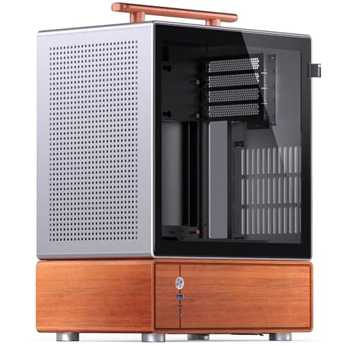 Image of Jonsbo T7 Micro-ATX PC Case - Silver | mATX Case with Aluminium & Wooden Handle, Tempered Glass, Two-Chamber Design, USB-C