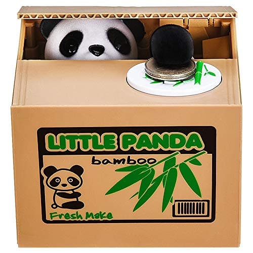 Image of Panda Money Box, Piggy Bank for Kids/Adults, Automatic Stealing Coin Money Bank with Upgraded Clear English Voice (Panda)