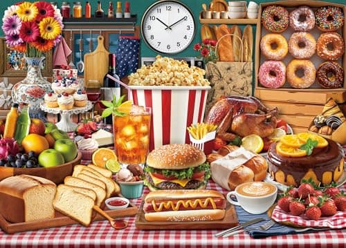 Image of HUADADA Jigsaw Puzzles for Adults 1000 Food Feast 1000 Piece Jigsaw Puzzles for Adults The Whole for Women, Gifts for Men-Jigsaws 1000 Pieces