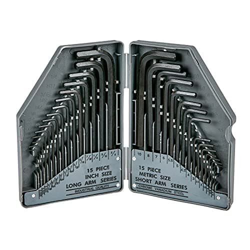 Image of ZENO Allen Key Set 30PCS | Metric & Imperial Hexagonal | 0.7-10 mm & 0.028 to 3/8 inch | Allen Hex Keys in Plastic Box | Short and Long