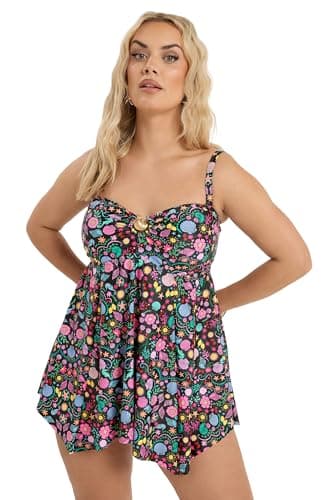 Image of Yours Curve Shell Print Tankini Top - Women's - Plus Size Curve Black