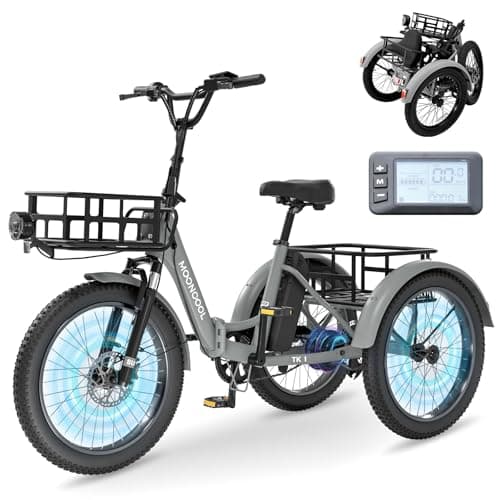 Image of MOONCOOL Folding Electric Bike for Adults, 20" Folding Electric Trike with 36V 20AH Removable Battery, 250W Motor Electric Bicycle, LCD-Display, Range 167KM, IP65, 45NM E-Bikes with Large Baskets