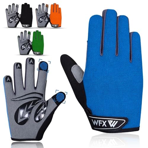 Image of WFX Kids Cycling Gloves Junior Boy Girl Youth, Children's Touch Screen Anti-slip Riding Gloves for Outdoor Sports Road Mountain Bike, Gel Padding Bicycle Gloves (Blue, S (6-8) Years Kid)