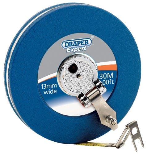 Image of Draper 30m Steel Tape Measure | Long Measuring Measurement Tape | Rust Proof Holding Claw | 88217