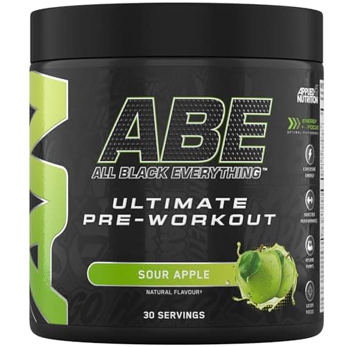 Image of Applied Nutrition ABE Pre Workout - All Black Everything Pre Workout Powder, Energy & Physical Performance with Citrulline, Creatine, Beta Alanine (375g - 30 Servings) (Sour Apple)