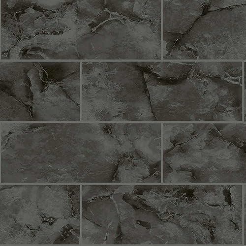 Image of Holden Decor Tiling on a Roll Odeon Marble Tile Charcoal Wallpaper 89390 -