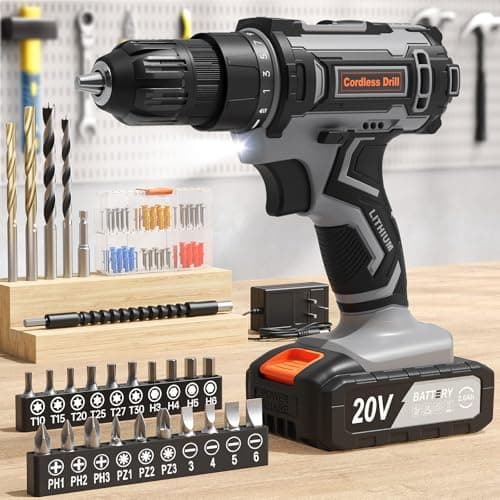Image of VIWKO Cordless Drill, 20V Electric Combi Drill Set with 86 Accessories, 2.0Ah Rechargeable Battery Power Drills, Electric Screwdriver 370 in-lb 25+1 Torque 2 Speed, Power Tools for DIY & Home Projects