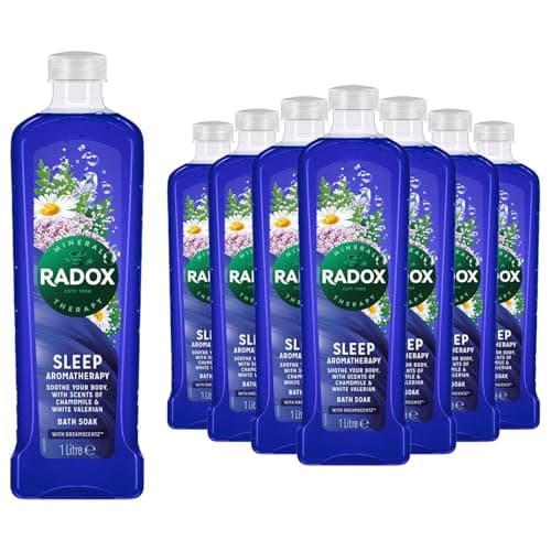 Image of Radox Mineral Therapy Bath Soak for Sleep Aromatherapy with Chamomile & White Valerian Fragrance, Relaxing and Restorative Bath Soak for Ultimate Tranquility 1L Bottles, Pack of 10