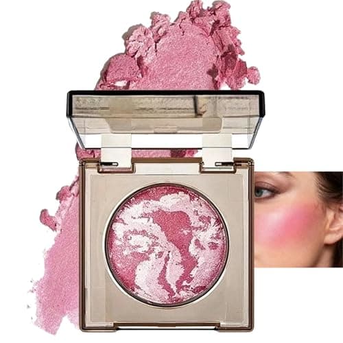 Image of Baked Blush for Mature Skin,Buildable Blush Powder, Long-lasting 24H Wear, Shimmer Brick Pressed Blusher,Transfer, Water & Sweat Resistant Buildable Cheek Makeup for Dimensional Look(Pink)
