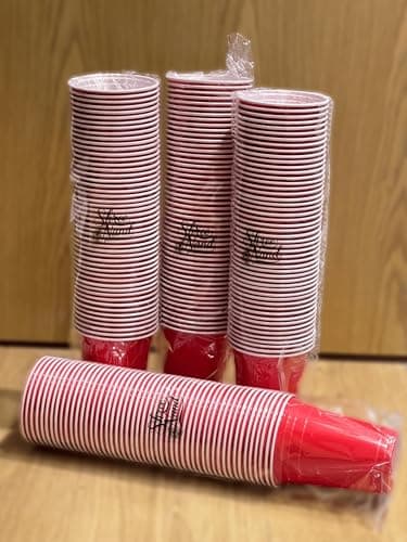 Image of Large Red party Cup/Large Cup by SARKRIS - Plastic Cups 16oz Disposable (Pack of 50pcs). Recyclable Cups and suitable for Any Occasion, whether a Garden Party, Christmas Party, or Any gathering.