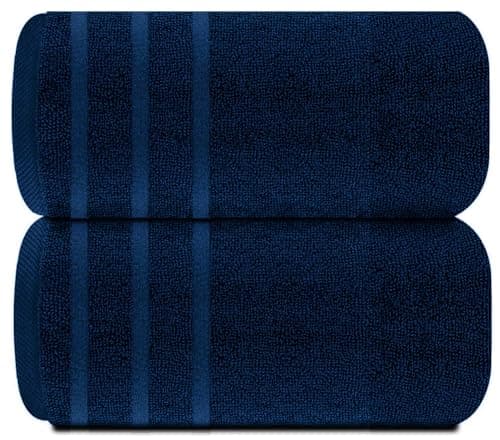 Image of TEXTILESY Pack of 2 Super Jumbo Bath Sheet Premium 100% Egyptian Combed Cotton 100 x 200 cm-600 GSM Super Soft Large Bath Sheet Towels (Cotton, Navy Blue)