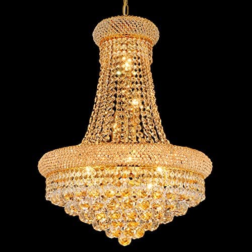 Image of Senlaitop Crystal Chandeliers for Dining Room Light Fixture, 12 Lights Gold Luxury Empire Style K9 Crystal Chandelier, Hanging Ceiling Lighting Fixture for Hallway Dining Living Room Bedroom Kitchen