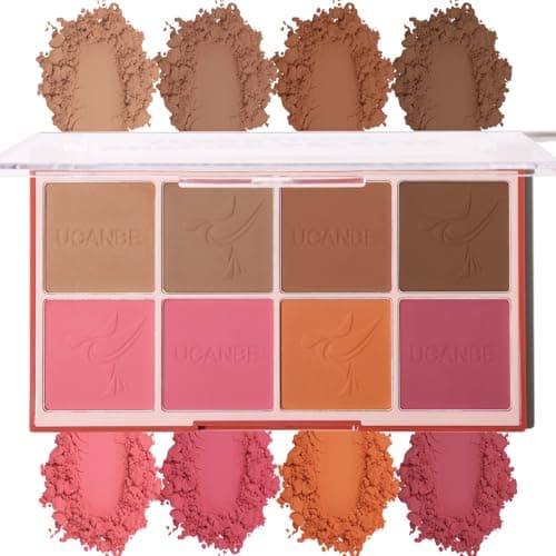 Image of 8 Colors Face Matte Blush Palette Shading Blusher - Buildable Facial Cheek Blusher Contour Bronzing Pressed Powder Makeup Pallet Women Gift Set (8 Colors Face Blush Palette)