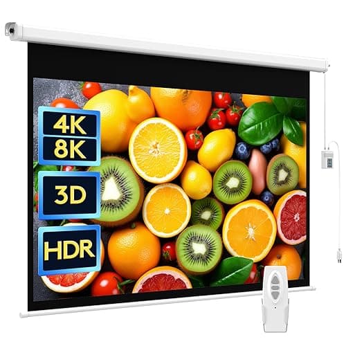 Image of WASJOYE 100"Motorized Projector Screen Electric Diagonal Automatic Projection 16:9 8K HD Movies Screen for Home Theater Cinema Office Video Game Indoor W/Remote Control and Wall/Ceiling Mount