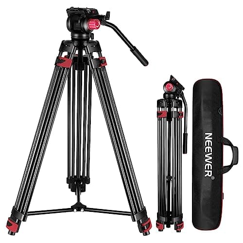 Image of NEEWER 79"/200cm Video Tripod, Heavy Duty Aluminum Alloy Camera Tripod Stand with 360° Fluid Drag Head, QR Plate Compatible with Canon Nikon Sony and Other DSLR Camera Camcorder, Load Up to 17.6lb/8kg