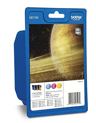 Image of Brother LC-1100C/LC-1100M/LC-1100Y Inkjet Cartridges, Cyan/Magenta/Yellow, Multi-Pack, Standard Yield, Includes 3 x Inkjet Cartridges, Brother Genuine Supplies