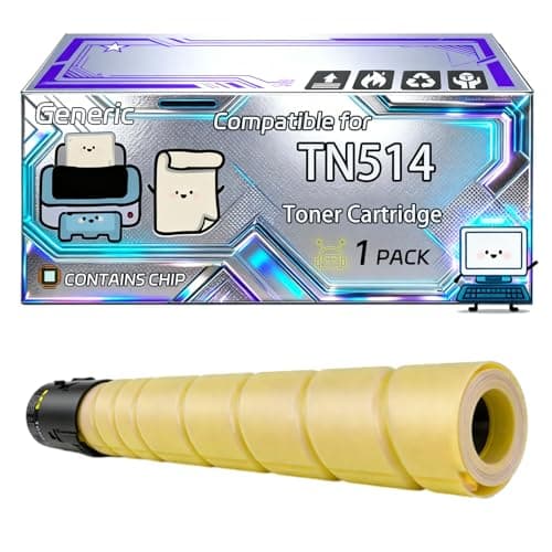 Image of TN514 TN-514 Toner Cartridge Compatible for Konica Minolta Bizhub C658 C458 C558 Printers, With Chip, 28000 Pages, Vibrant Colours (1 Pack Yellow)