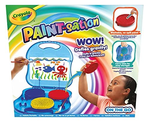 Image of CRAYOLA Paint-sation: On The Go (Includes Carry Case, 3 No-Spill Paints & 2 Paintbrushes) | No-Spill Painting Kit | Ideal for Kids Aged 3+