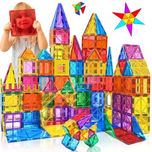 Image of Magnetic Building Blocks,60PCS Oversize Magnetic Tiles Set Toddlers Toys for 3 4 5 6 7 Year Old Boys Girls Educational Construction Magnet Blocks Toys Gifts for Kids Age 3-5 Christmas Birthday