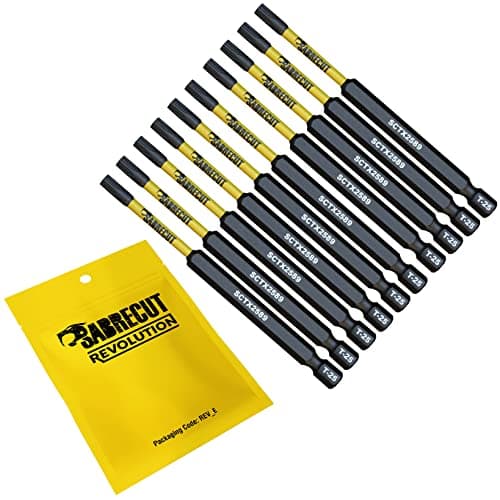 Image of 10 x SabreCut SCTX2589_10 89mm T25 TX25 Magnetic Impact Screwdriver Driver Bits Set Torx Heavy Duty