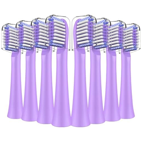 Image of Toothbrush Replacement Heads Compatible with Colgate Hum Electric - Brush Heads Compatible with Colgate 360 Power Charcoal/Deep Clean Battery Powered Toothbrush, 8 Count, Purple