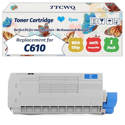 Image of Compatible for Okidata OKI C610 Toner Cartridge Work for Okidata OKI C610 Printers, with Chip, High Yield 8000 Pages, High-Definition Printing (1 Pack Cyan)