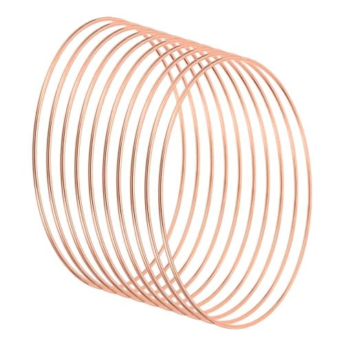 Image of PATIKIL 6.3 Inch Dream Catcher Rings, 10 Pcs Metal Macrame Wreath Floral Round Ring Hoop for Christmas Decor Home Car DIY Craft Wedding Wall Hanging Decorations, Rose Gold