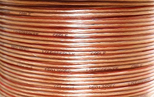 Image of iStrand Premium 18 AWG 2 x 69 Strand Oxygen Free Copper/OFC Speaker Cable/Wire - Clear Transparent Outer Jacket with Red Polarity Marker – Outer Dimensions of Cable 5.6mm x 2.8mm (20m)