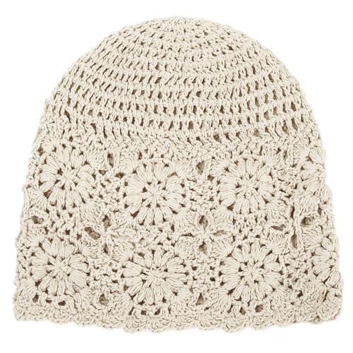 Image of 1 Piece Knitted Cotton Hat, Summer Loose Beanie, Thin Cotton Hat, Crochet Hat, Women's Toe Cap, Suitable for Different Head Shapes and Face Shapes (Beige)