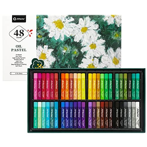 Image of Artecho Oil Pastels Set of 48 Colors, Soft Oil Pastels for Art Painting, Drawing, Blending, Oil Crayons Pastels Art Supplies for Artists, Beginners, Students, Teachers