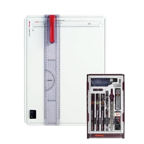 Image of rOtring College A3 Drawing Board & Isograph Technical Pen Set | 10-Piece Professional Drafting Kit | German Precision Tools for Architecture, Engineering & Design