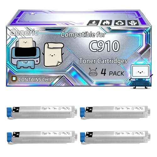 Image of C910 Toner Cartridges Compatible for Okidata OKI C910D C930 C960 Printers, With Chip, 15000 Pages, Vibrant Colours (4 Pack Black)
