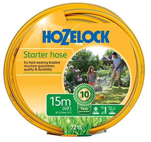 Image of HOZELOCK - Starter Hose ø 12,5mm (1/2") 15m : Versatile, UV-resistant Garden Hose, 4-layer Braided Reinforced Hose, UK Made, General Purpose, Hard Wearing, 10 Year Guarantee* [7215P0000]