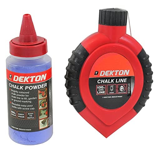 Image of Dekton 2pc Chalk Line Set With Retractable Reel And Hook For Garden| Ideal For Making Boundaries And Straight Lines| 30m Length Line| 100g Bright Blue Coloured Powder Re-fill