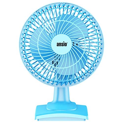 Image of ANSIO 6 inch Mini Electric Desk Fan Small Portable Air Cooling Fan with Tilt Feature and 2 Speed Setting ideal for Desk top, Bed, Office, Home & Travel Use -Blue