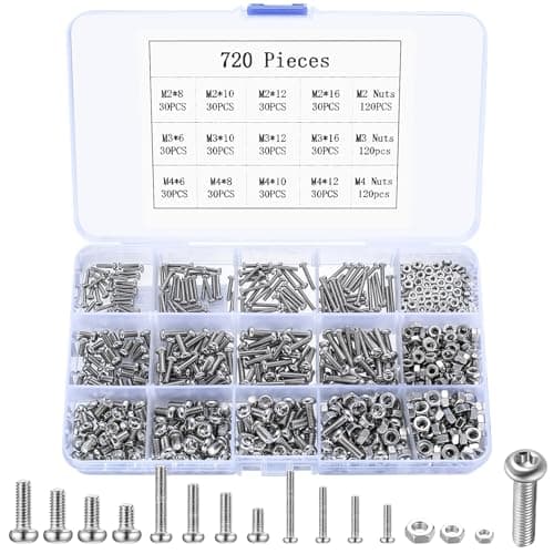 Image of M2 M3 M4 Bolts and Nuts Set, 720 Pcs Metric Torx Drive Round Head Screws Bolts Set, Nuts and Bolts Set, Pan Head Machine Screws and Nuts Assortment Kit for Home Bicycle Motorcycle Repair (720)